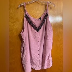 Torrid size 6 pink/black lace trimmed cami